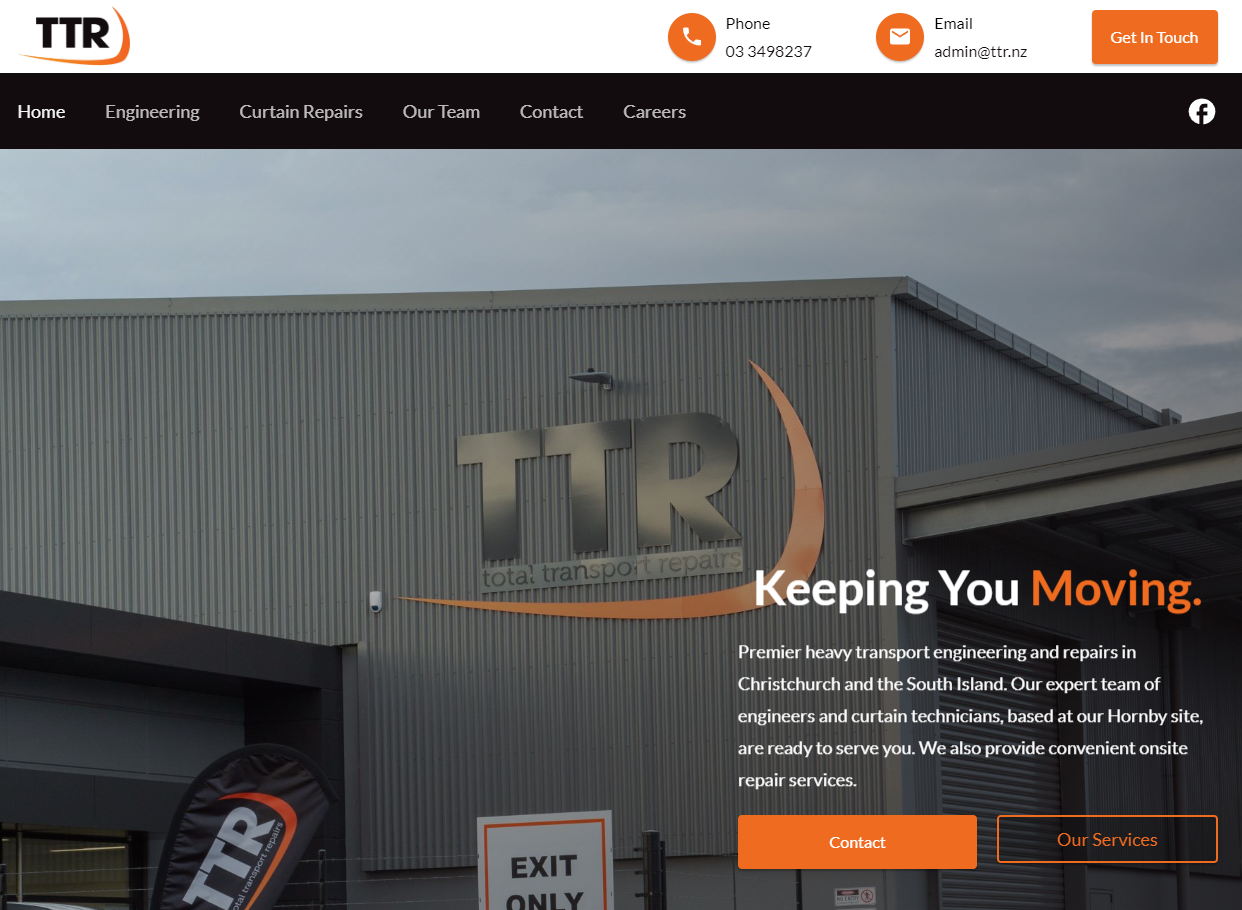 Screenshot of Total Transport Repairs website